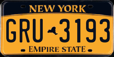 NY license plate GRU3193