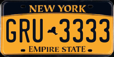 NY license plate GRU3333