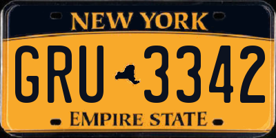 NY license plate GRU3342