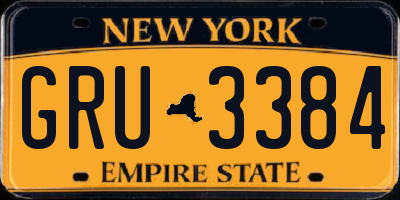 NY license plate GRU3384