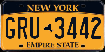 NY license plate GRU3442