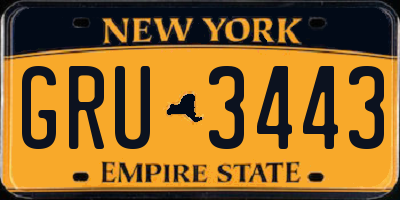NY license plate GRU3443