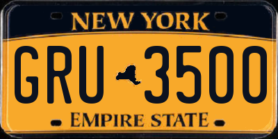NY license plate GRU3500