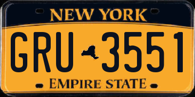 NY license plate GRU3551