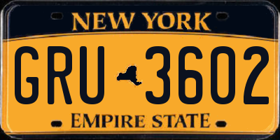 NY license plate GRU3602