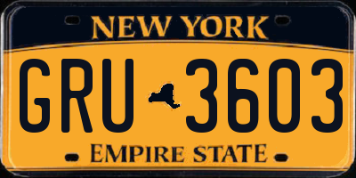 NY license plate GRU3603