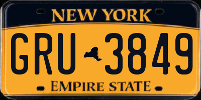 NY license plate GRU3849