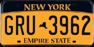 NY license plate GRU3962