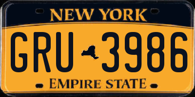 NY license plate GRU3986