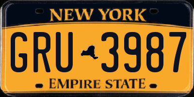 NY license plate GRU3987