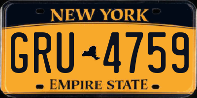NY license plate GRU4759