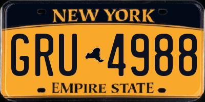 NY license plate GRU4988