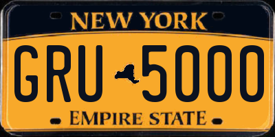 NY license plate GRU5000