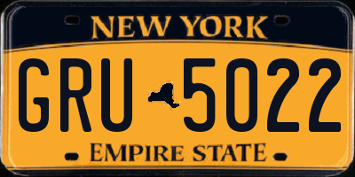 NY license plate GRU5022