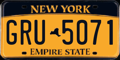 NY license plate GRU5071