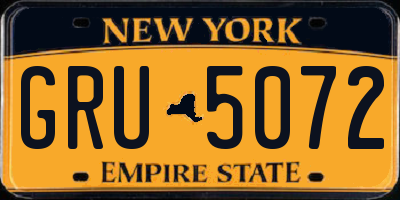 NY license plate GRU5072