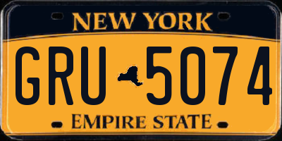 NY license plate GRU5074