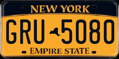 NY license plate GRU5080