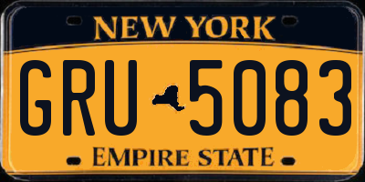 NY license plate GRU5083