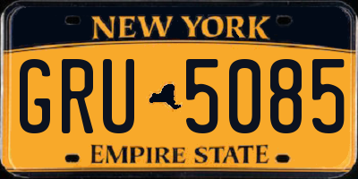 NY license plate GRU5085