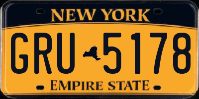 NY license plate GRU5178