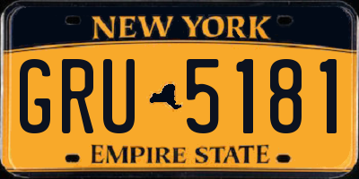 NY license plate GRU5181