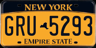 NY license plate GRU5293