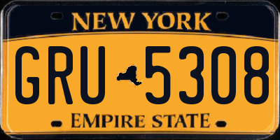 NY license plate GRU5308