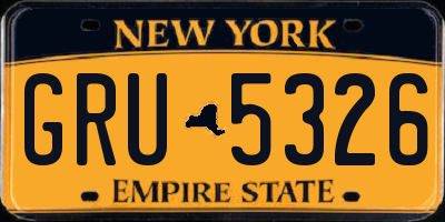 NY license plate GRU5326