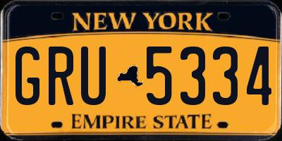 NY license plate GRU5334