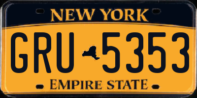 NY license plate GRU5353