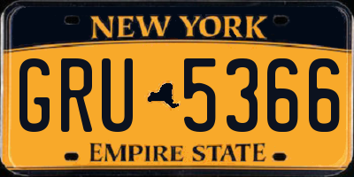 NY license plate GRU5366