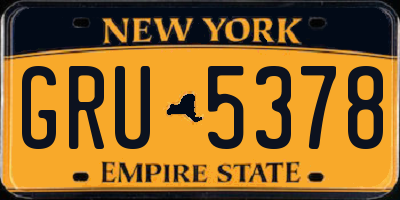 NY license plate GRU5378