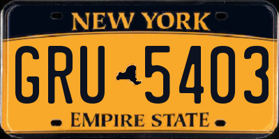 NY license plate GRU5403