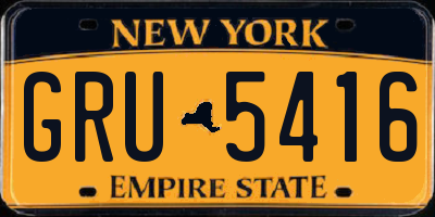 NY license plate GRU5416