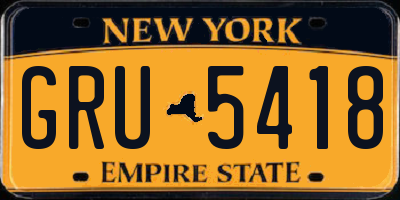 NY license plate GRU5418