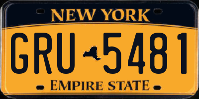 NY license plate GRU5481