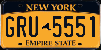 NY license plate GRU5551