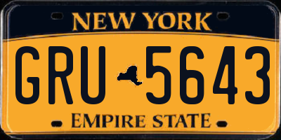 NY license plate GRU5643