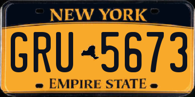 NY license plate GRU5673