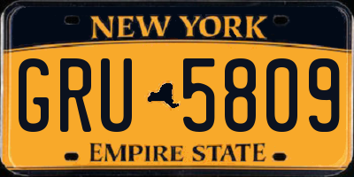 NY license plate GRU5809