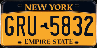 NY license plate GRU5832