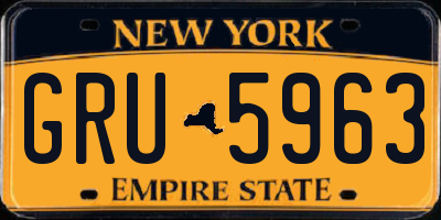 NY license plate GRU5963