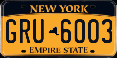 NY license plate GRU6003
