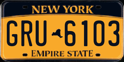 NY license plate GRU6103