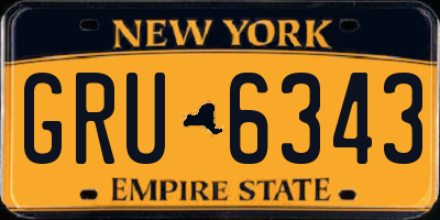 NY license plate GRU6343