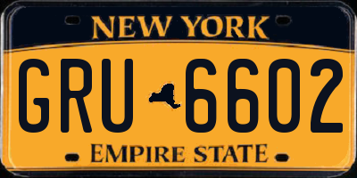 NY license plate GRU6602