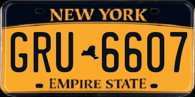 NY license plate GRU6607