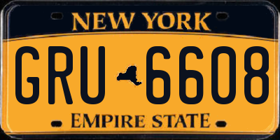 NY license plate GRU6608