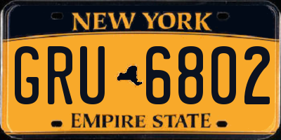 NY license plate GRU6802